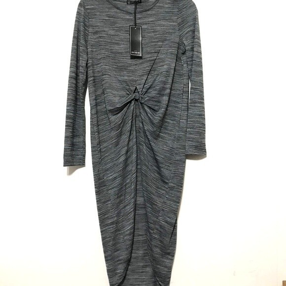 Cotton On gray duster dress Nellie Long sleeve tunic with front knot size M - Picture 1 of 8